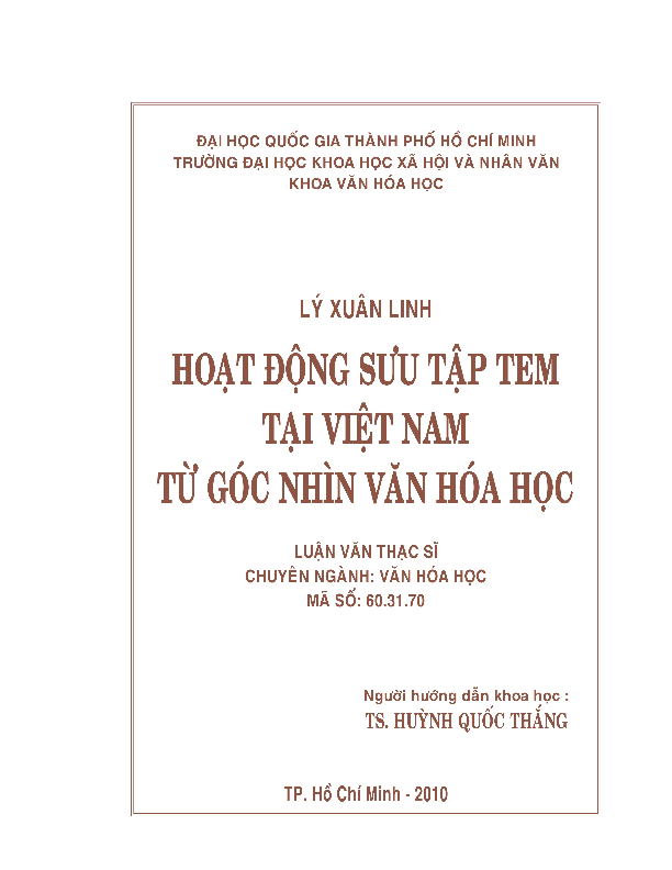 Hoạt động sưu tập tem tại Việt Nam từ góc nhìn văn hóa học luận văn Thạc sĩ 60.31.70