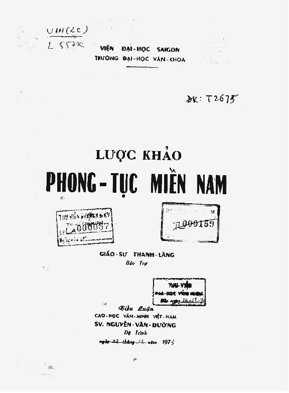 Lược khảo phong tục Miền Nam Luận văn Thạc sĩ
