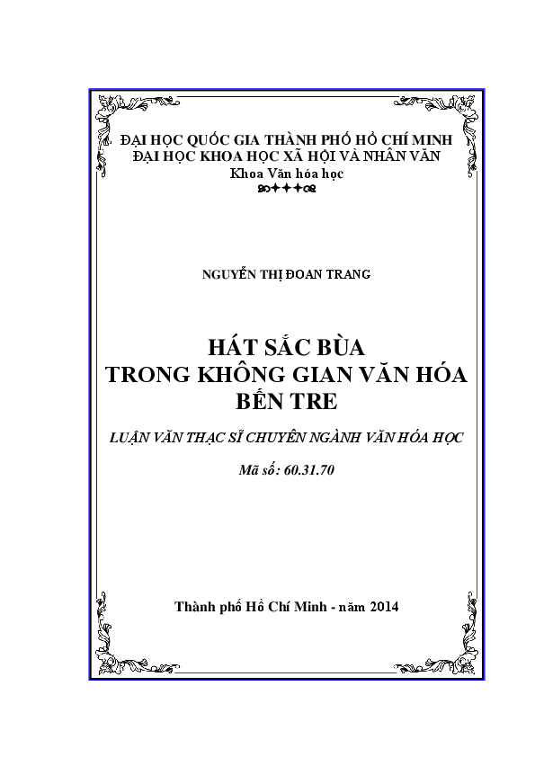 Hát sắc bùa trong không gian văn hóa Bến Tre luận văn Thạc sĩ 60.31.70