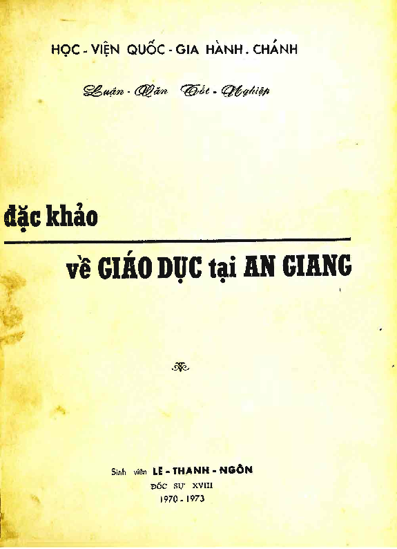 Đặc khảo về giáo dục tại An Giang Luận văn Thạc sĩ