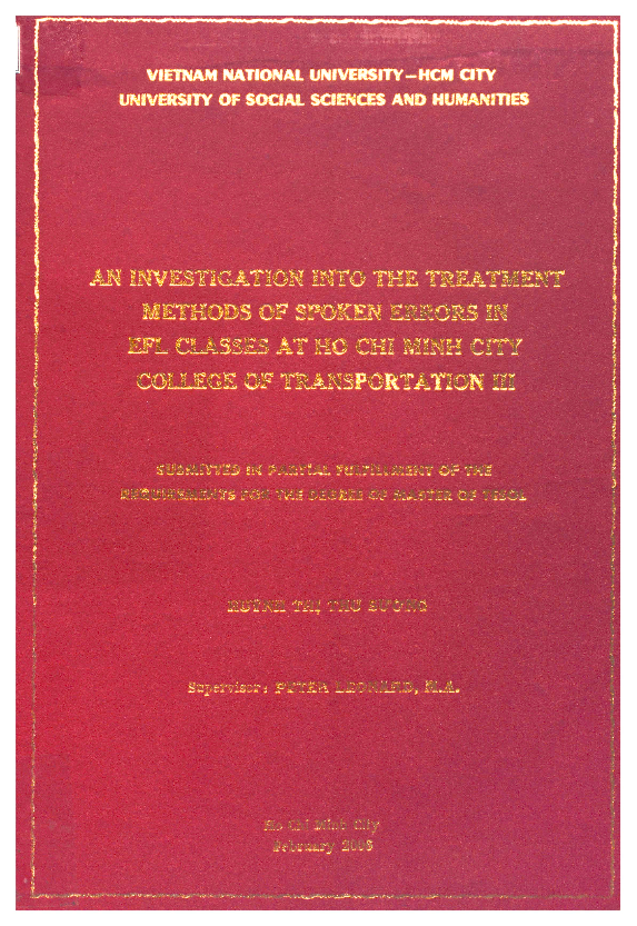 An investigation into the treatment methods of spoken errors in EFL classes at Ho Chi Minh city college of transportation III luận văn thạc sĩ