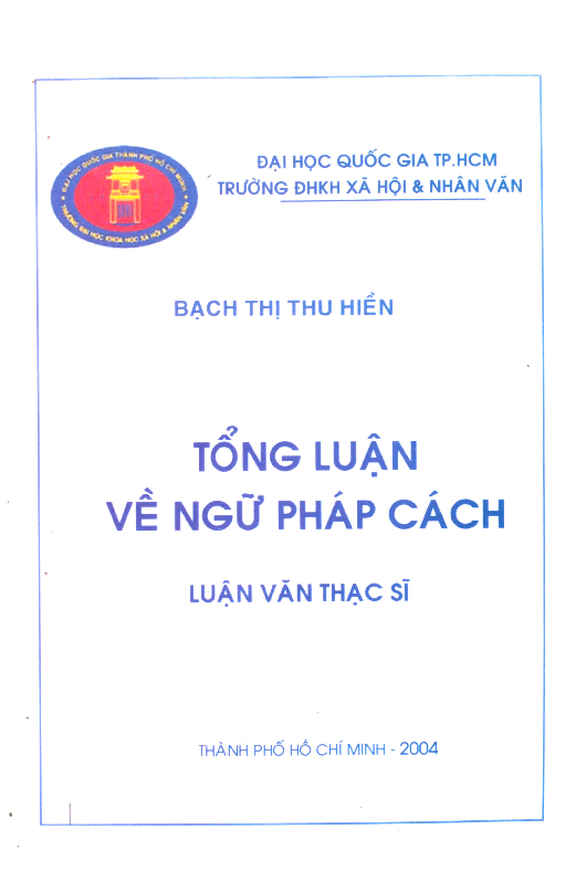 Tổng luận về ngữ pháp cách luận văn Thạc sĩ 5.04.27
