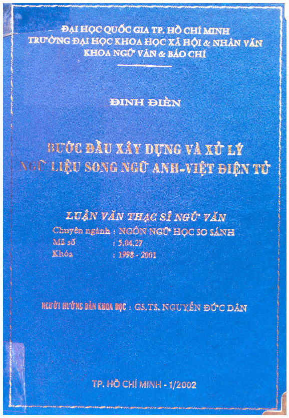 Bước đầu xây dựng và xử lý ngữ liệu song ngữ luận văn Thạc sĩ 5.04.27