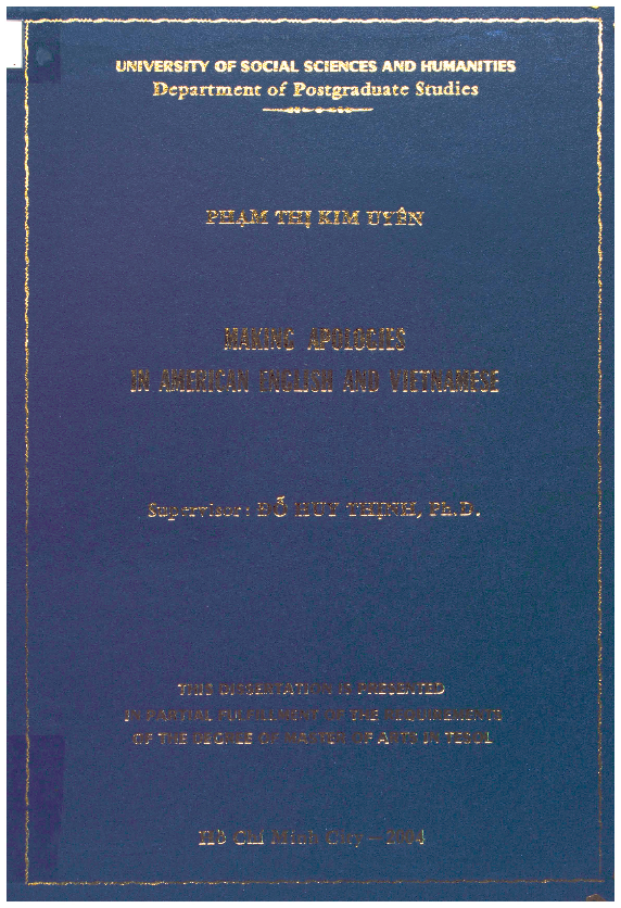 Making apologies in American Eglish and Vietnameses Luận văn Thạc sĩ