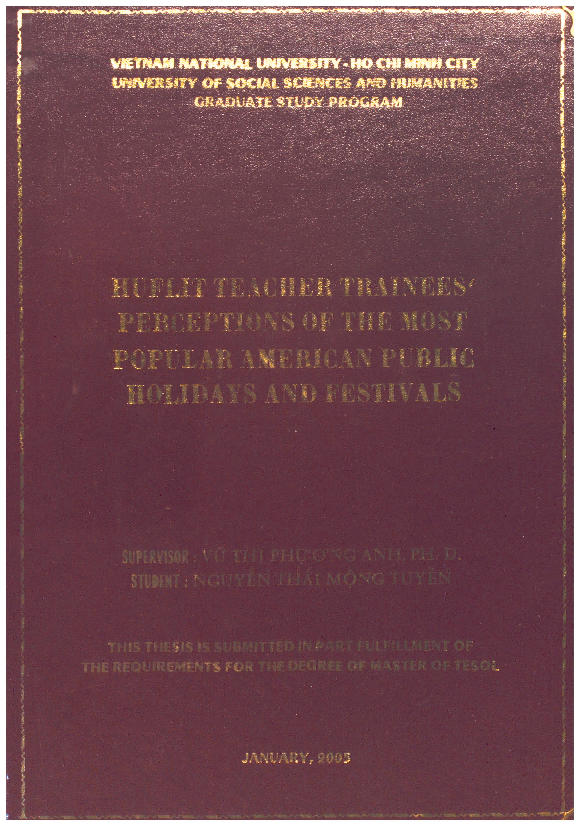 Huflit teacher trainees' perceptions of the most popular American public holidays and festivals