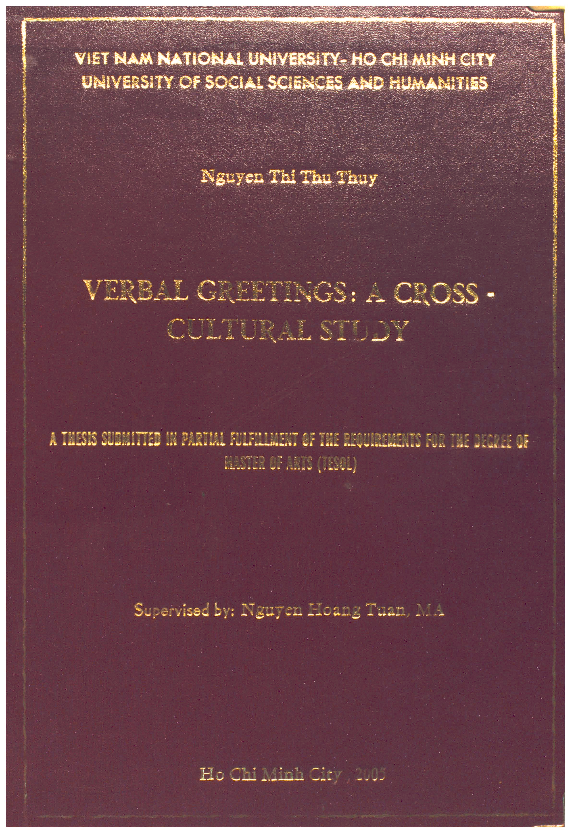 Verbal greetings Across - cultural study Luận văn Thạc sĩ