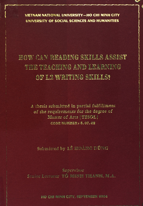 How can reading skills assist the teaching and learning of L2 writing skills? luận văn Thạc sĩ 5.07.02