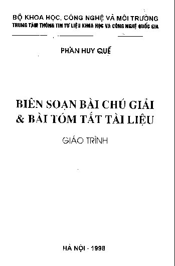 Biên soạn bài chú giải và bài tóm tắt tài liệu Giáo trình