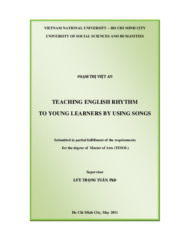 Teaching English rhythm to young learners by using songs M.A. 60.14.10