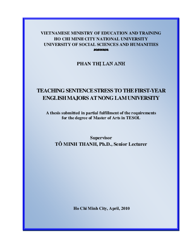 Teaching sentence stress to the first-year English majors at Nong Lam University M.A. 60.14.10