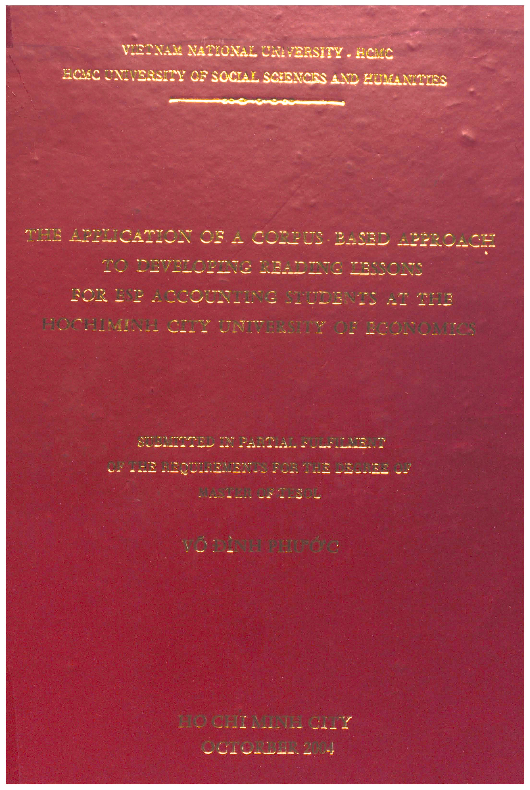 The application of a corpus-based approach to developing reading lessons for ESP accounting stuedents at the HoChiMinh city university of economics luận văn Thạc sĩ 5.07.02