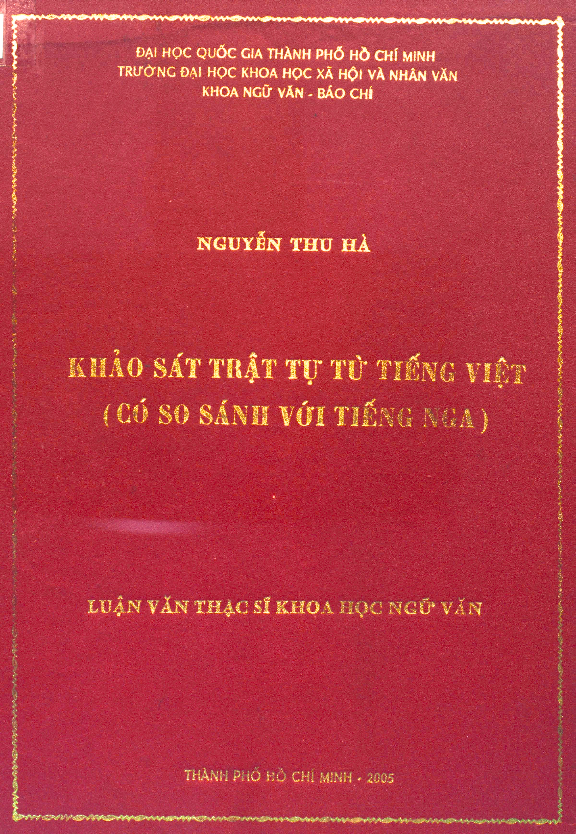 Khảo sát trật tự từ tiếng Việt có so sánh với tiếng Nga luận văn Thạc sĩ 5.04.27