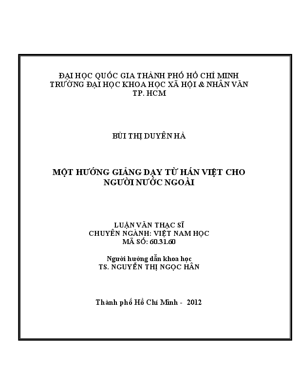 Một hướng giảng dạy từ Hán Việt cho người nước ngoài luận văn Thạc sĩ 60.31.60