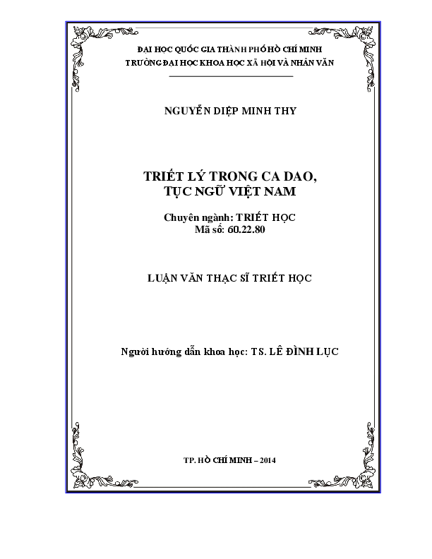 Triết lý trong ca dao, tục ngữ Việt Nam luận văn thạc sĩ 60.22.80