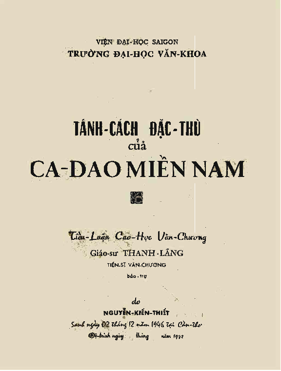 Tánh cách đặc thù của ca dao miền Nam Tiểu luận luận văn Thạc sĩ