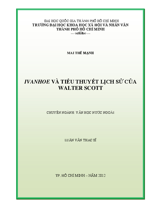 Ivanhoe và tiểu thuyết lịch sử của Walter Scott luận văn Thạc sĩ 60.22.30
