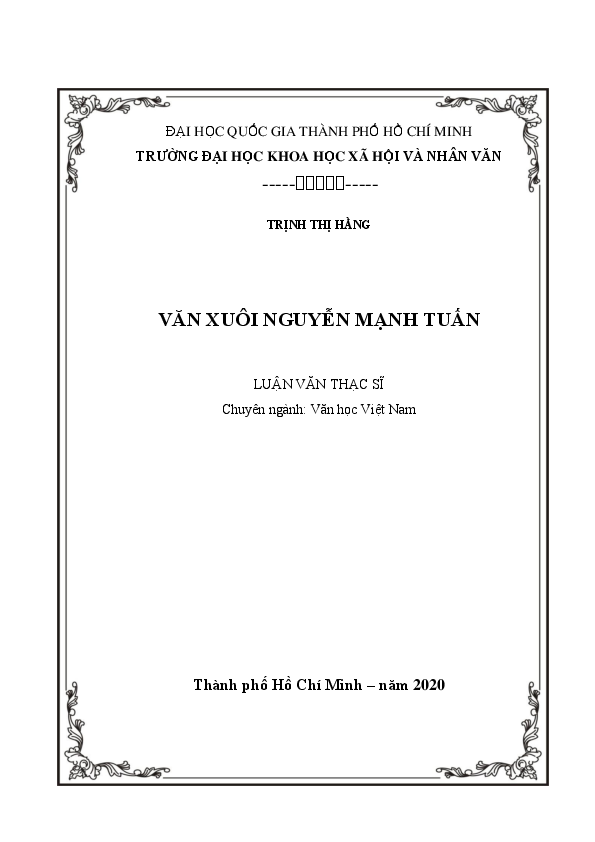 Văn xuôi Nguyễn Mạnh Tuấn luận văn Thạc sĩ 60.22.0121