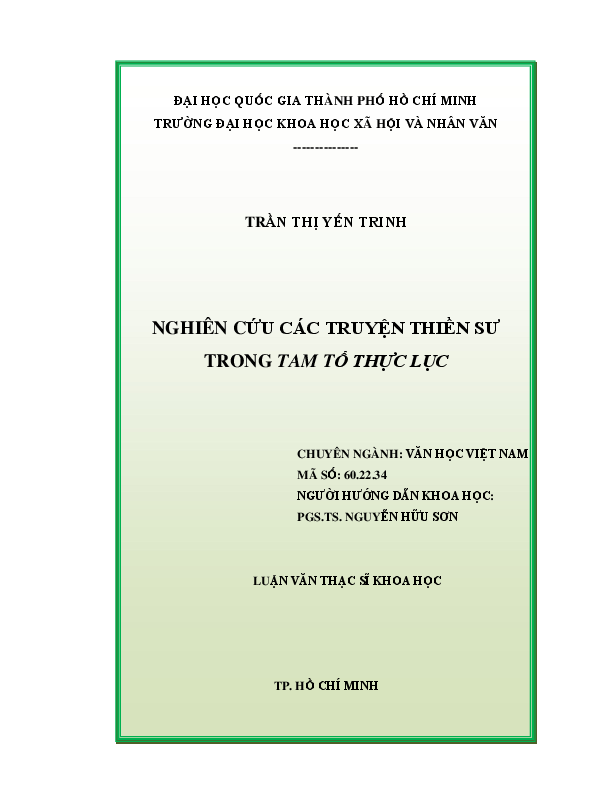 Nghiên cứu các truyện thiền sư trong Tam tổ thực lục luận văn Thạc sĩ 60.24.33