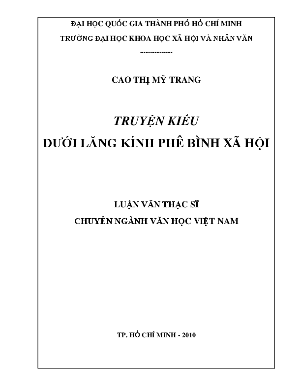 Truyện Kiều dưới lăng kính phê bình xã hội luận văn Thạc sĩ 60.23.34