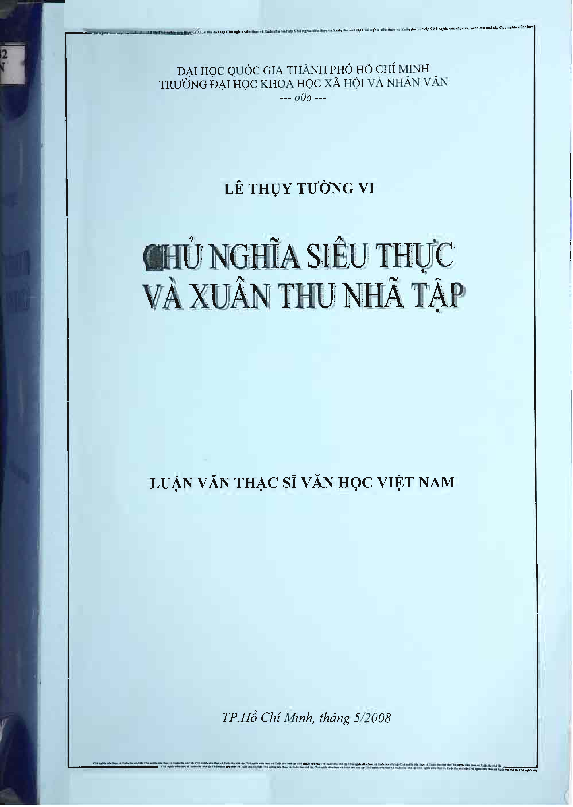 Chủ nghĩa siêu thực và xuân thu nhã tập luận văn Thạc sĩ 5.04.33