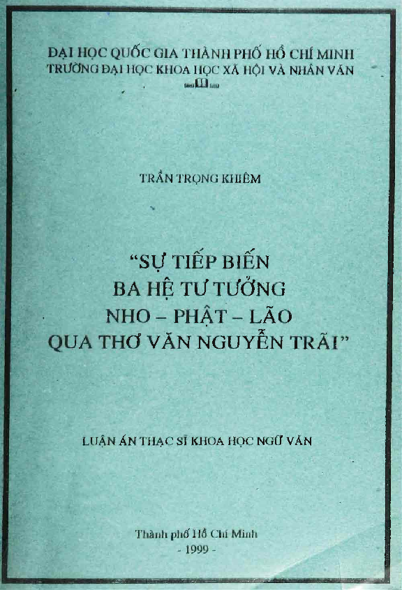 Sự tiếp biến ba hệ tư tưởng Nho - Phật - Lão qua thơ văn Nguyễn Trãi luận văn Thạc sĩ 5.04.33