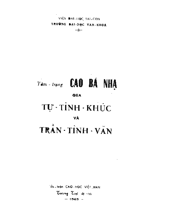Tâm trạng Cao Bá Nhạ qua Tự tình khúc và Trần Tĩnh Văn Tiểu luận Luận văn Thạc sĩ