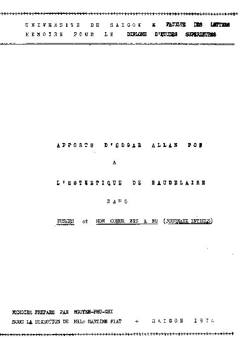 Apports d'Edgar Atlan Poe à l'esthétique de Becaudelaire dans Fusées et Mon coeur mis à nu Mémoire de Des de littérature Francsaise luận văn Thạc sĩ