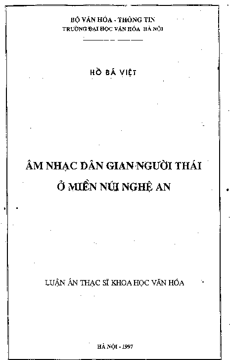 Âm nhạc dân gian người Thái ở miền núi Nghệ An luận văn thạc sĩ