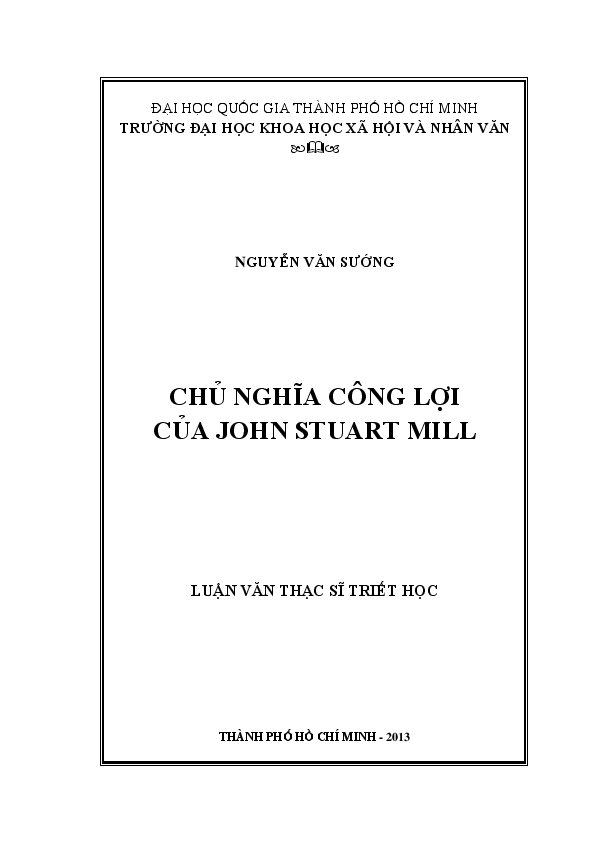 Chủ nghĩa công lợi của John Stuart Mill luận văn Thạc sĩ 60.22.80