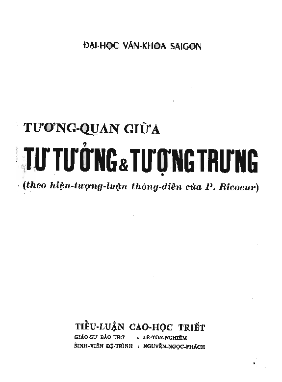 Tương quan giữa tư tưởng và tượng trưng theo hiện tượng luận thông diễn của P. Ricoeur Tiểu luận luận văn Thạc sĩ