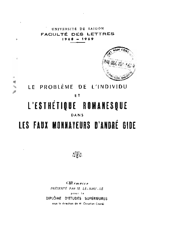 Le problème de l'individu et l'esthétique romanesque dans les faux monnayeus d'andré gide mémoire de des de philosophie occidentale lận văn Thạc sĩ