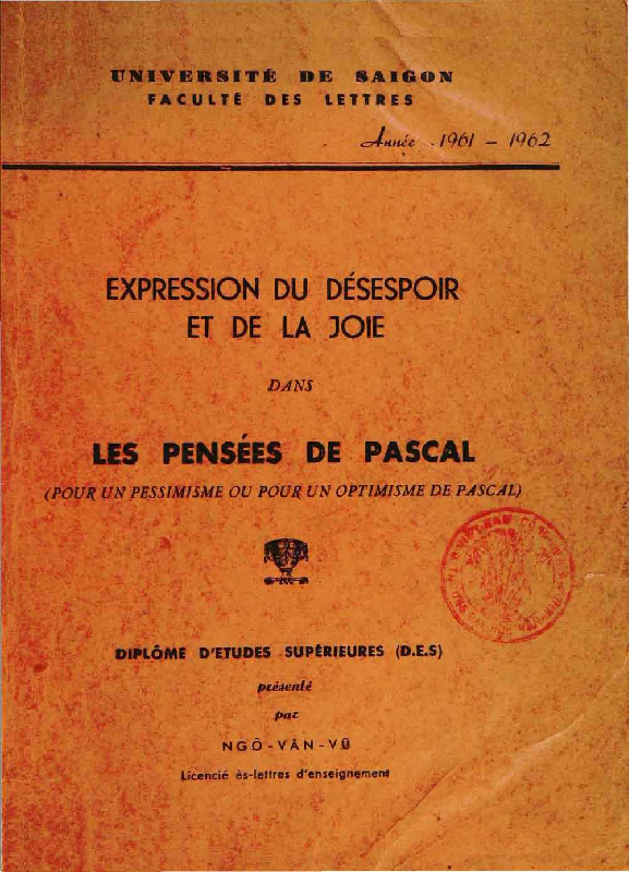 Expression du désespoir et de la joie dans les penséses de Pascal luận văn Thạc sĩ