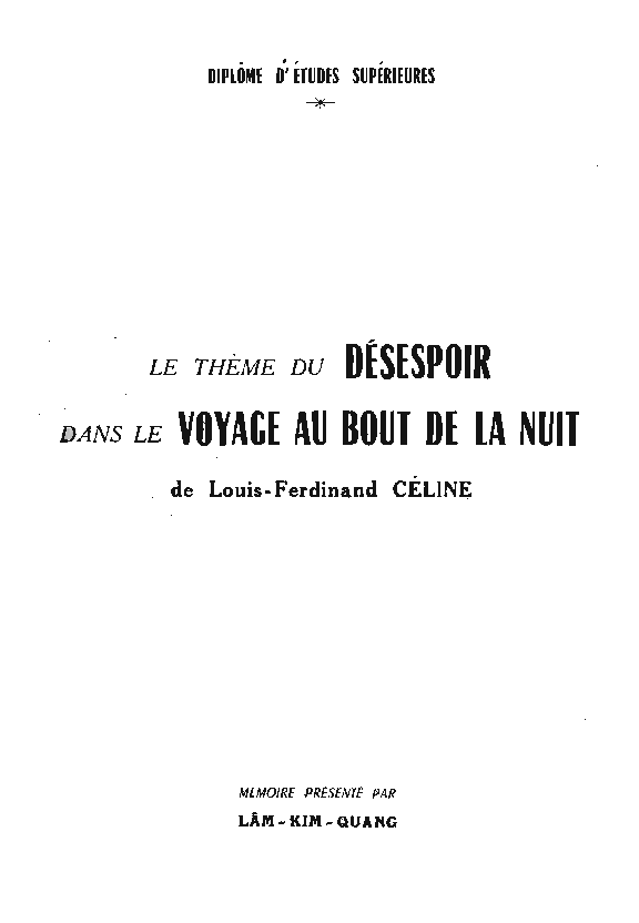 Le Thème du désespoir dans le voyage au bout de la nuit de Louis Ferdinand Céline luận văn Thạc sĩ