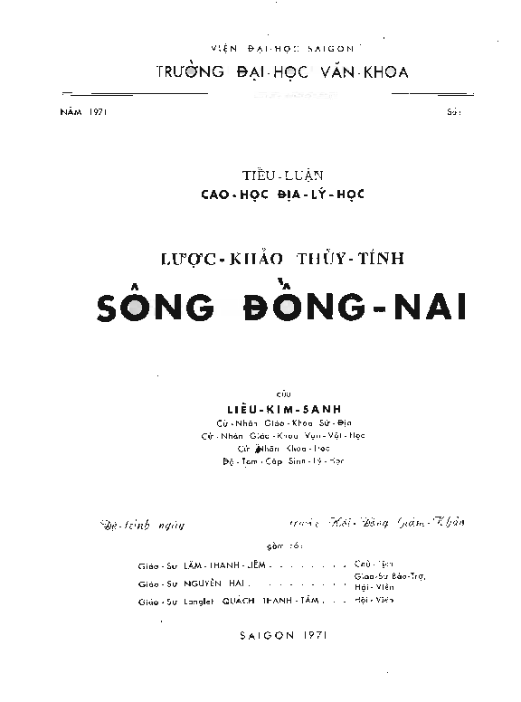 Lược khảo thủy tính sông Đồng Nai luận văn Thạc sĩ