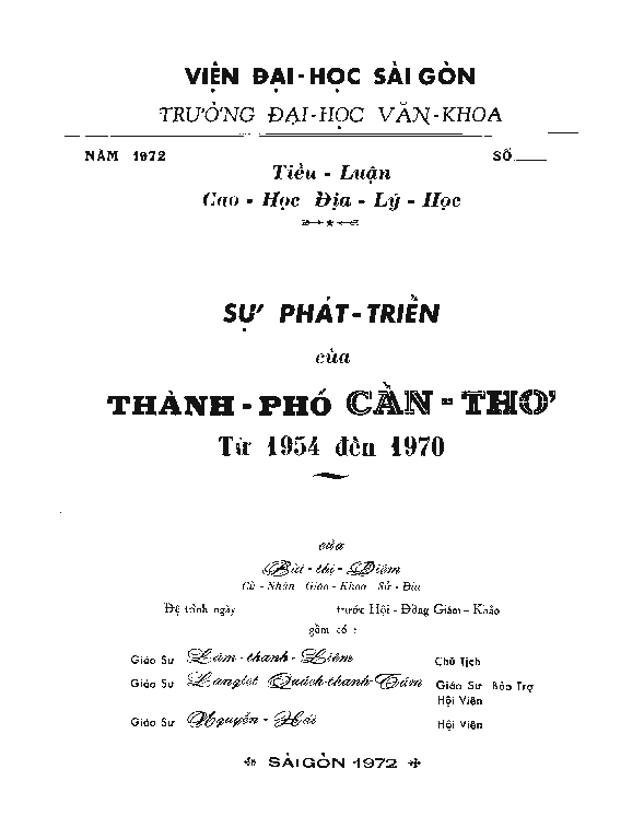 Sự phát triển của thành phố Cần Thơ từ 1954-1970 Tiểu luận luận văn Thạc sĩ