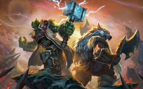 Обои Рисунок, Игра, Blizzard, Art, Orc, Фантастика, WarCraft, Тралл, Thrall, WarCraft 3, Рексар, Rexxar, Warcraft III, ...