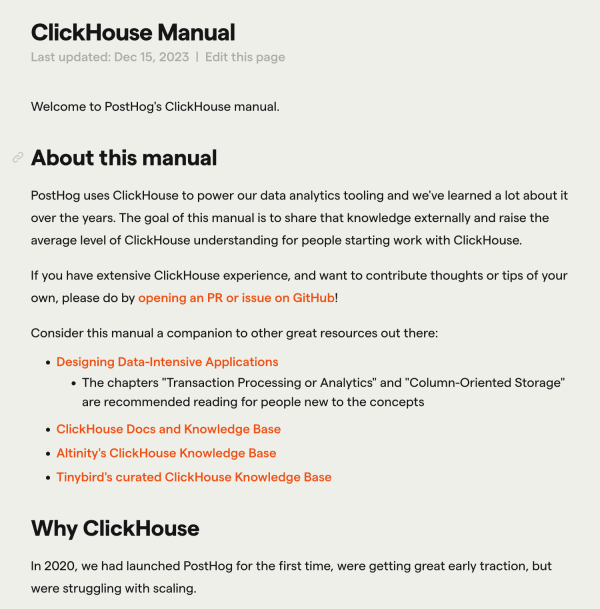 ClickHouse manual