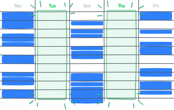 Calendar with two glorious days of no meetings