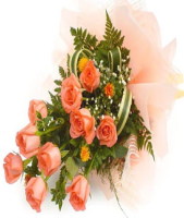 10 Orange Roses Bouquet
