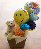 Teddy And Ballons in Basket