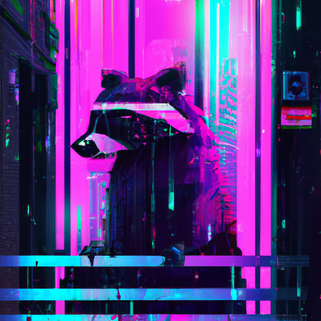Racoon synthwave in the style of blade runner