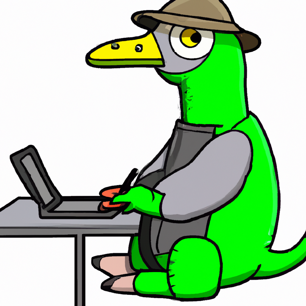 Platypus perry working on his laptop