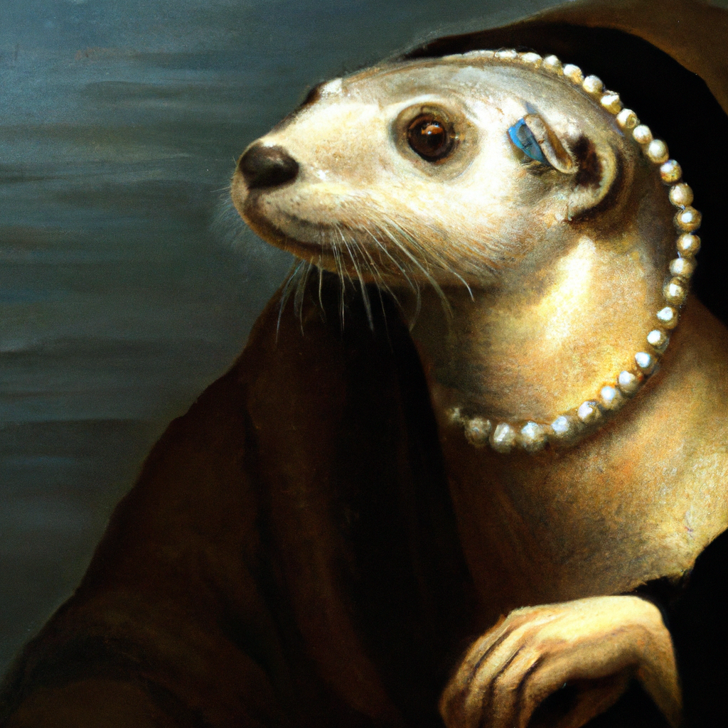 "a sea otter with a pearl earring" by Johannes Vermeer