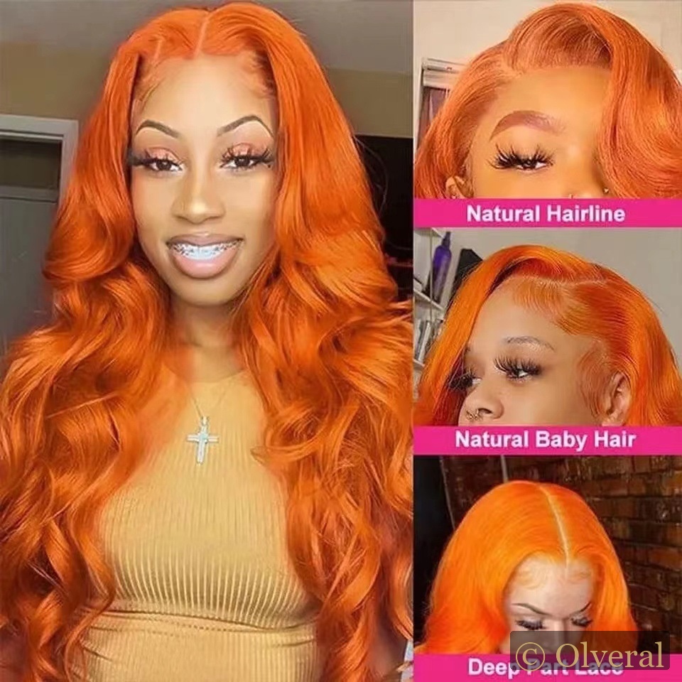 Extensions Capillaires avec dentelle frontale longues ondulés et bouclés - Orange