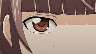 Peeping tom spies an anime girl pinned down with her dress up and panties out
