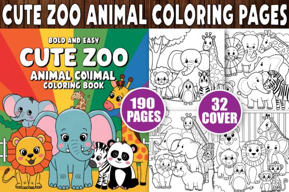 Cute Zoo Animal Coloring Book Cover