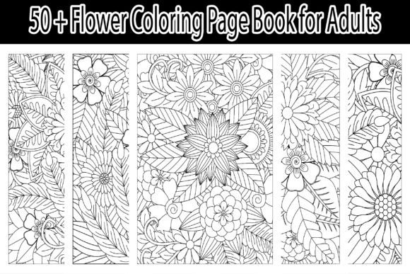 50+ Flower Coloring Book for Adults Cover