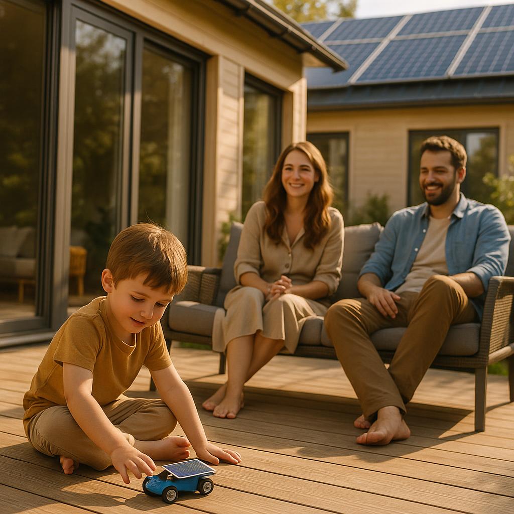 Installation solaire sur un toit de maison avec un ciel bleu