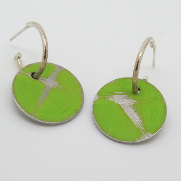 Green buoy drop earrings.