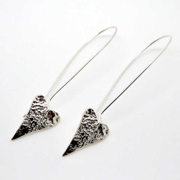 Slender hearts on long earwire.